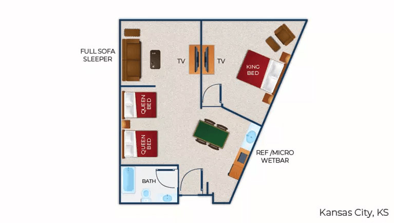 The floor plan for the Majestic Bear Suite